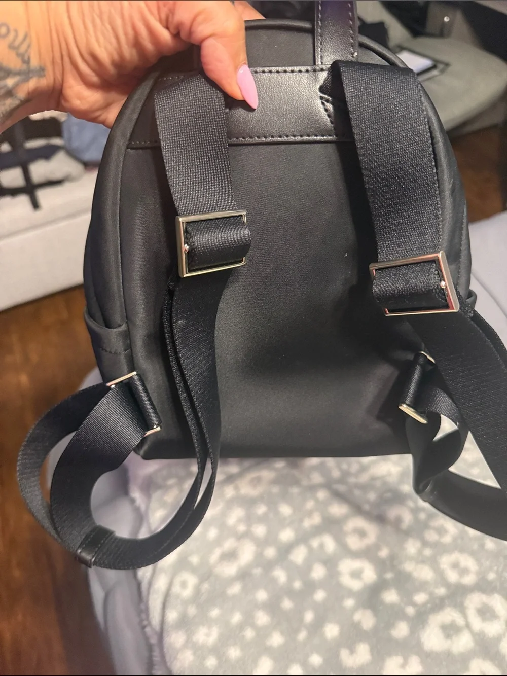 kate spade Black Nylon Mini Backpack with Gold Hardware